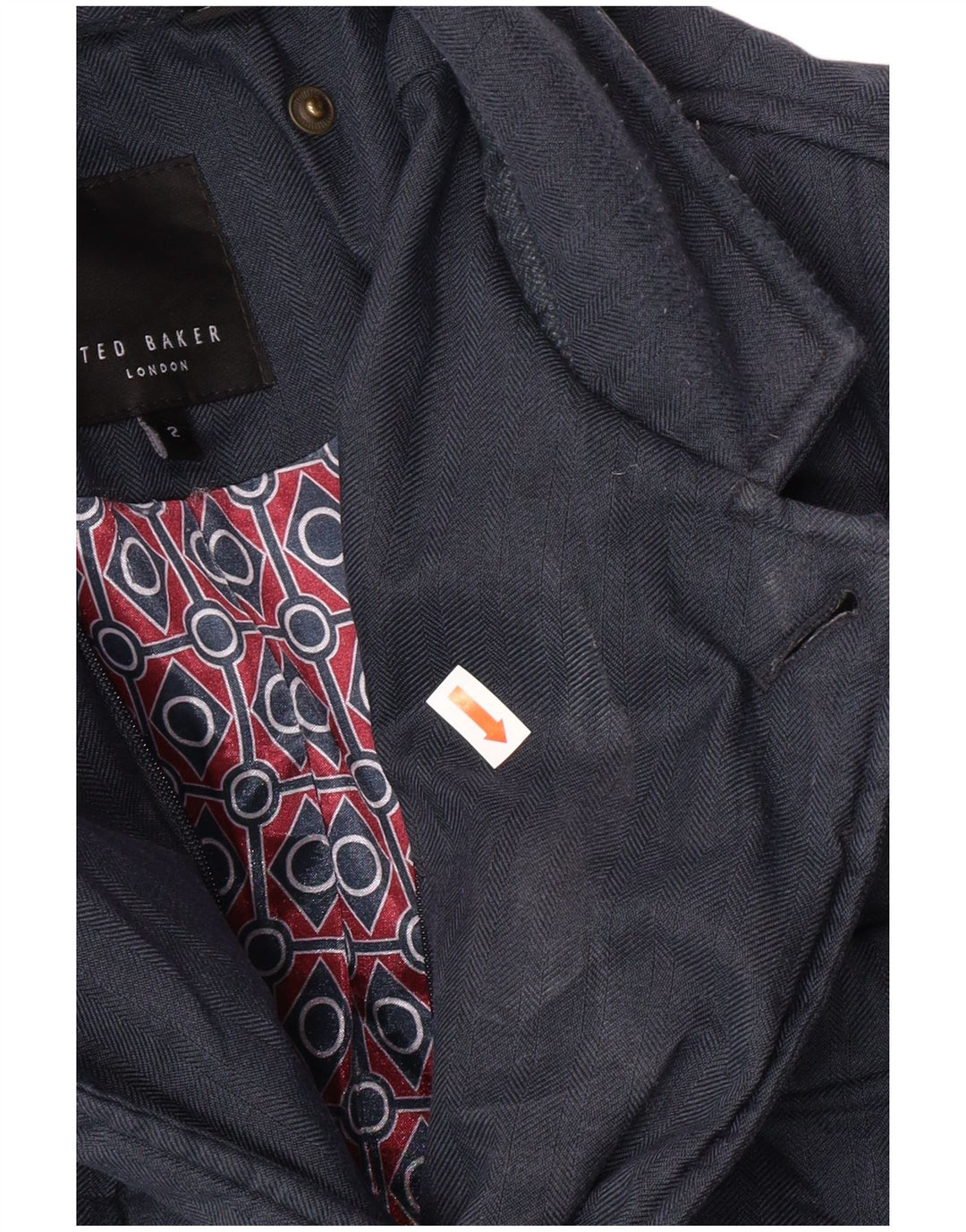 TED BAKER Herren-Steppjacke, Größe 2, klein, marineblau, Herringbone-Klassiker