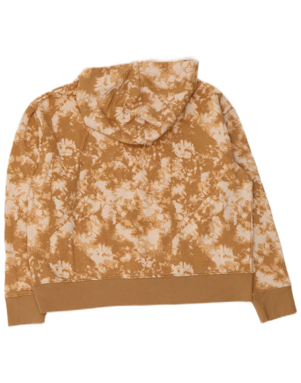 Champion Womens Graphic Hoodie Pullover UK 14 Mittelbeige Batik-Baumwolle