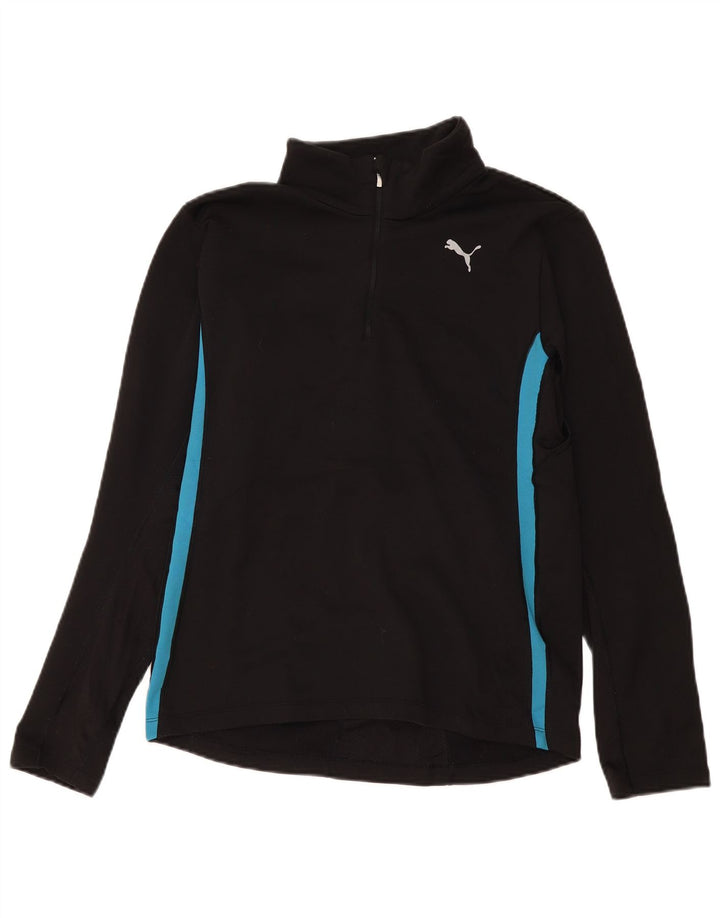 Puma Damen-Pullover-Trainingsanzugoberteil mit Reißverschluss, UK 14, Mittelschwarz, Farbblock