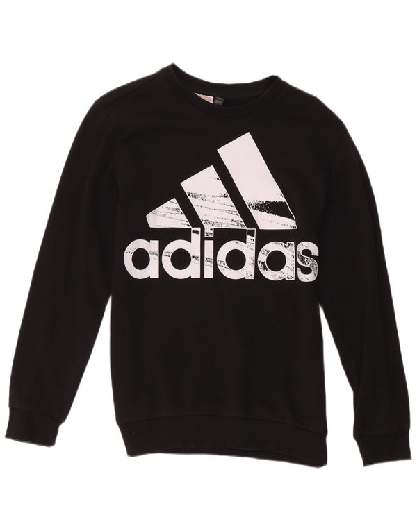 Adidas Jungen Grafik-Sweatshirt-Pullover 13–14 Jahre, schwarze Baumwolle