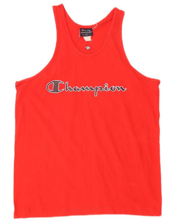 Champion Womens Graphic Vest Top UK 16 Large Rote Baumwolle