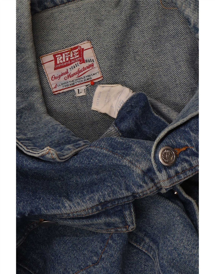 Rifle Herren Jeansjacke UK 40 Große blaue Baumwolle