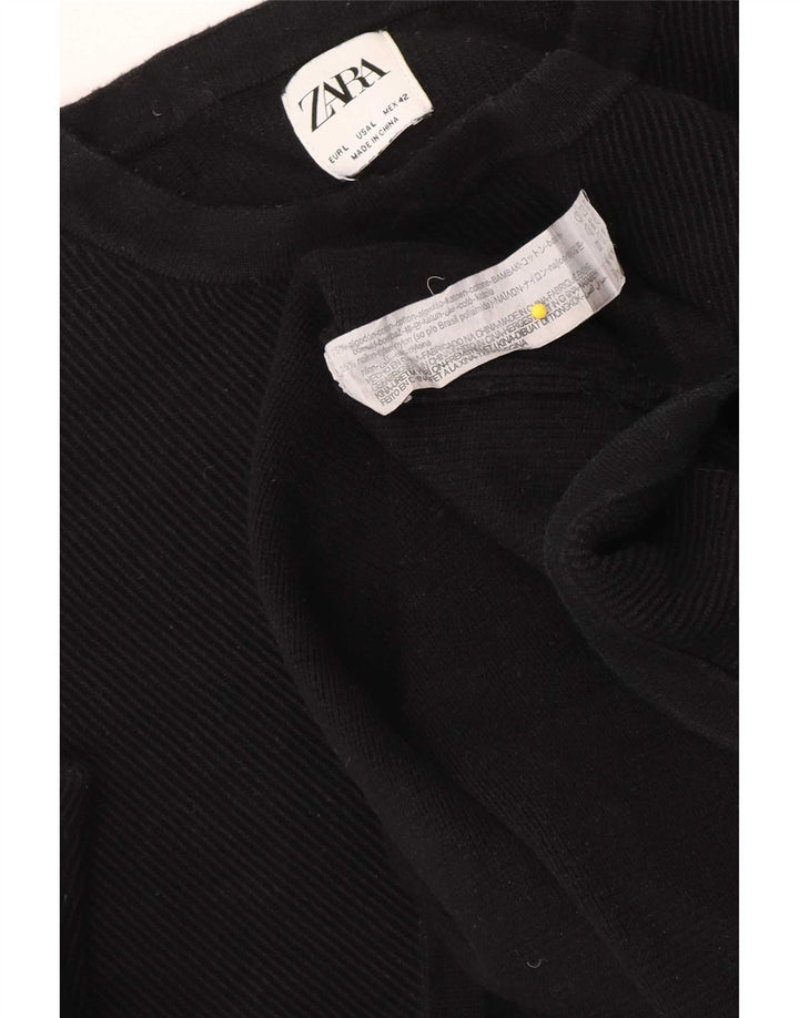Zara Herren T-Shirt Top Large Schwarz Baumwolle