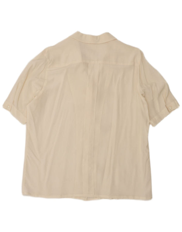 Vintage Damen Kurzarm-Hemdbluse UK 18 XL Off White