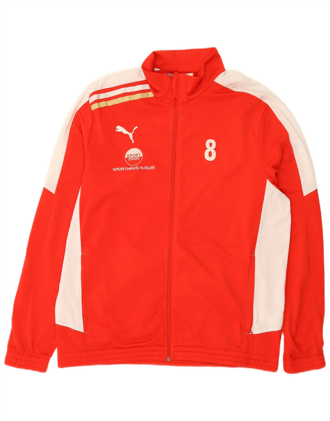 Puma Herren-Trainingsanzug mit grafischem Oberteil, XL, rotes Farbblock-Polyester
