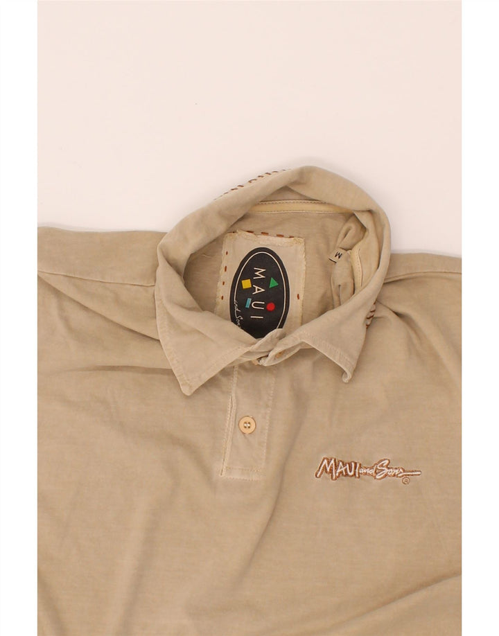 MAUI AND SONS Mens Polo Shirt Medium Beige Cotton Vintage Maui and Sons and Second-Hand Maui and Sons from Messina Hembry 