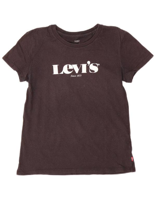 Levi's Womens Graphic T-Shirt Top UK 6 XS Schwarz Baumwolle