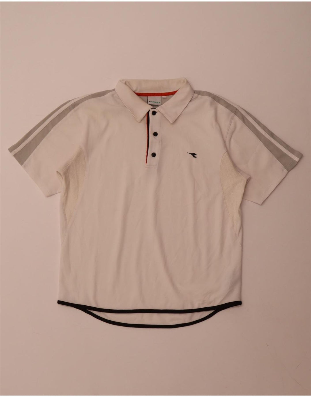 Diadora Herren-Poloshirt, großes weißes Colourblock-Polyester