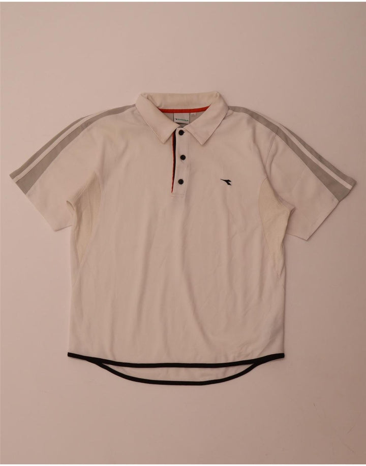 Diadora Herren-Poloshirt, großes weißes Colourblock-Polyester