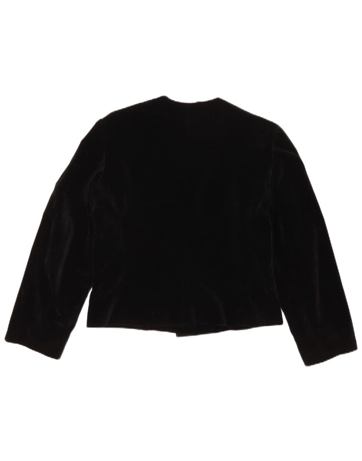Vintage Damen 3-Knopf-Blazer-Jacke IT 44 Mittelschwarze Baumwolle