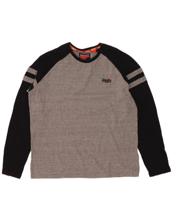 Superdry Herren-Oberteil, langärmelig, 2XL, Grau, Colourblock-Baumwolle