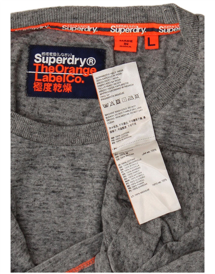 Superdry Herren-T-Shirt-Oberteil, groß, grau gefleckte Baumwolle