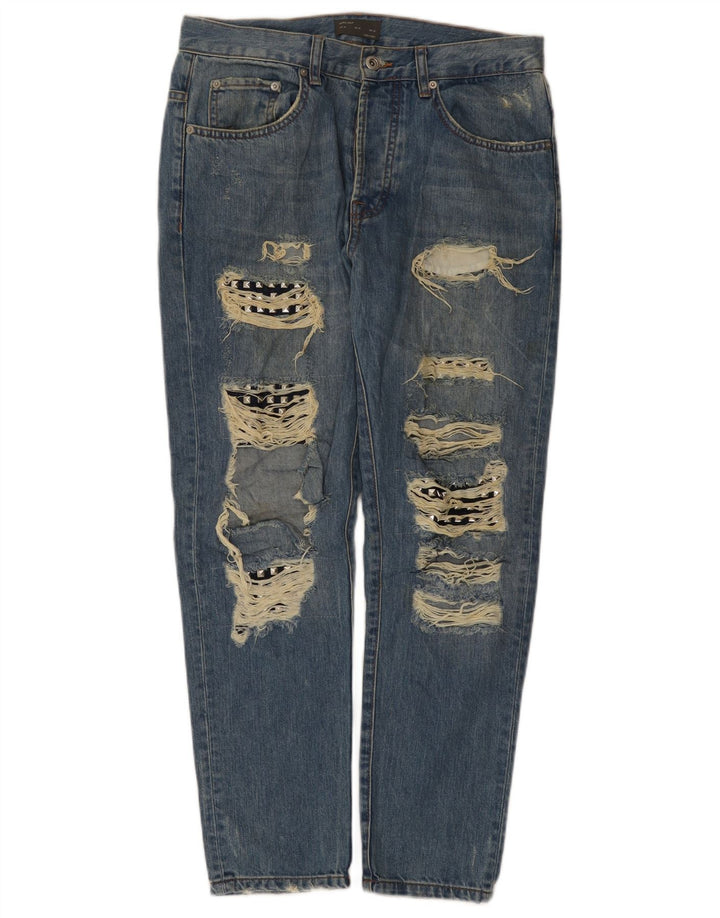 Zara Herren Distressed Slim Jeans EU 40 Mittel W31 L28 Blau