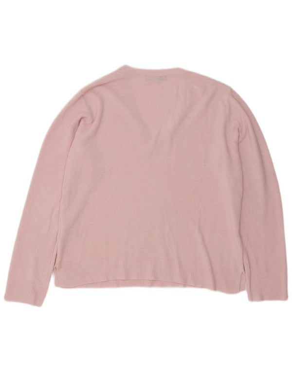 Marks & Spencer Damen-Pullover mit V-Ausschnitt, UK 14, Größe L, rosa, Acryl