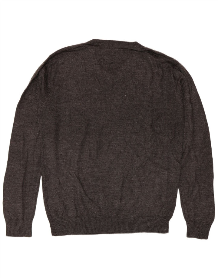 PIERRE CARDIN Herren-Pullover mit V-Ausschnitt, mittelgraues Acryl