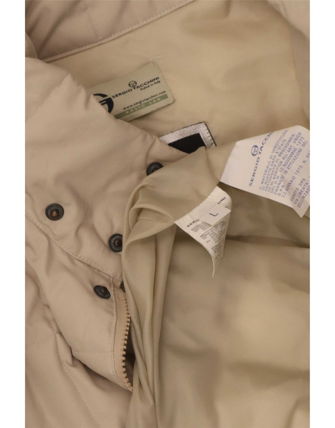 Sergio Tacchini Herren Wattierte Jacke UK 40 Large Beige Polyester