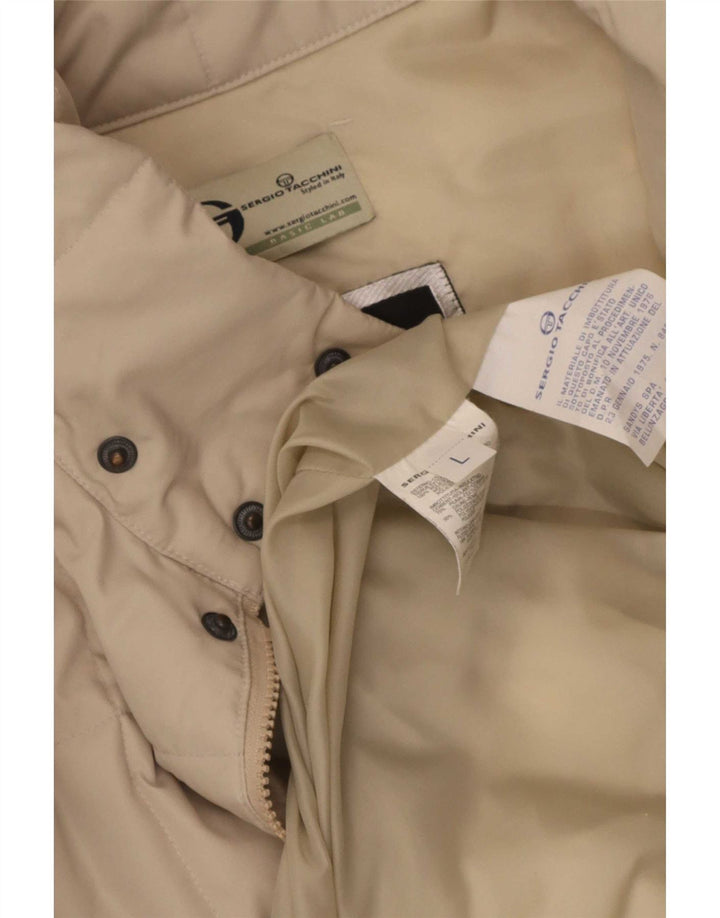 Sergio Tacchini Herren Wattierte Jacke UK 40 Large Beige Polyester