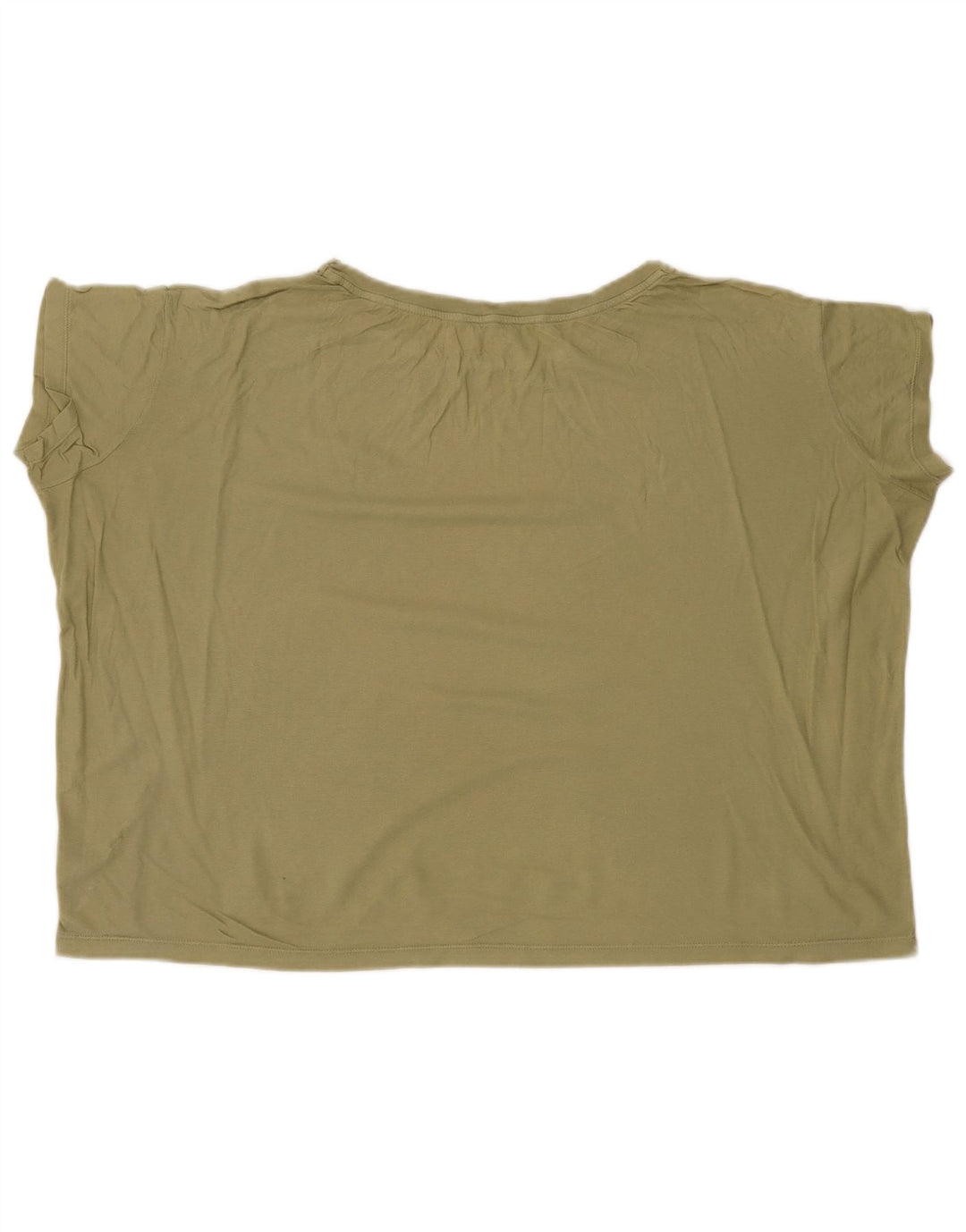 BENETTON Damen Crop Oversize T-Shirt Top UK 6 XS Khaki Baumwolle