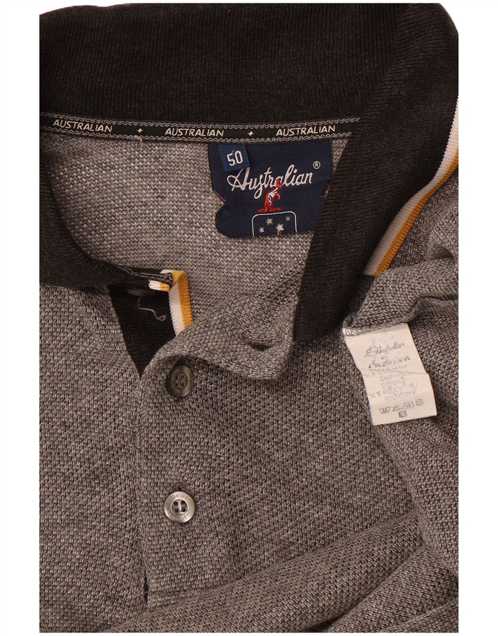 AUSTRALIAN L'ALPINA Mens Polo Shirt IT 50 Medium Grey Cotton