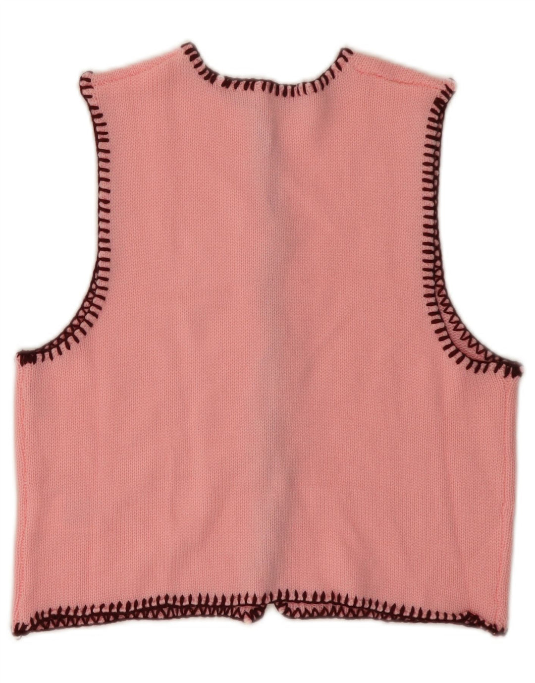 VINTAGE Damen Crop Ärmelloser Cardigan Pullover UK 6 XS Rosa Acryl