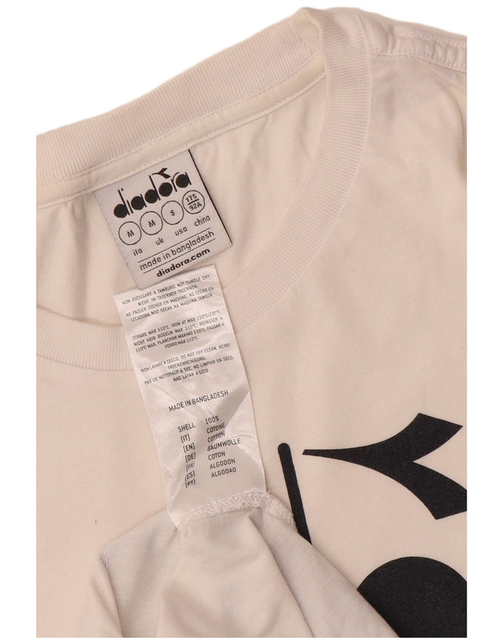 Diadora Herren Grafik-T-Shirt-Oberteil aus mittelweißer Colourblock-Baumwolle