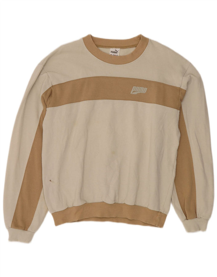 PUMA Herren-Sweatshirt-Pullover, groß, weiße Colourblock-Baumwolle