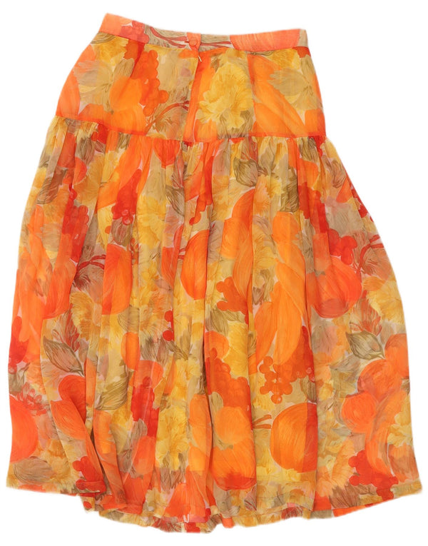 Vintage Damen A-Linie Rock W30 Medium Orange Floral