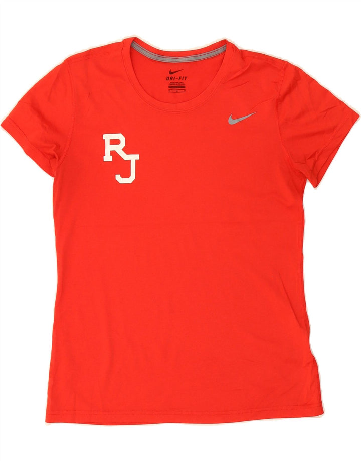 NIKE Womens Dri Fit Graphic T-Shirt Top UK 14 Medium Red Polyester Vintage Nike and Second-Hand Nike from Messina Hembry 