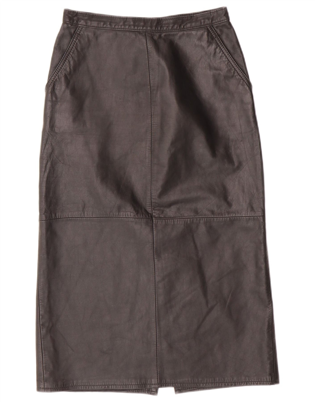 CHALICE Damen-Lederrock mit hoher Taille, UK 8, Größe S, W24, schwarzes Leder