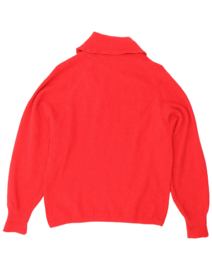 Vintage Damen Schalhalspullover Pullover UK 12 Mittelrote Wolle