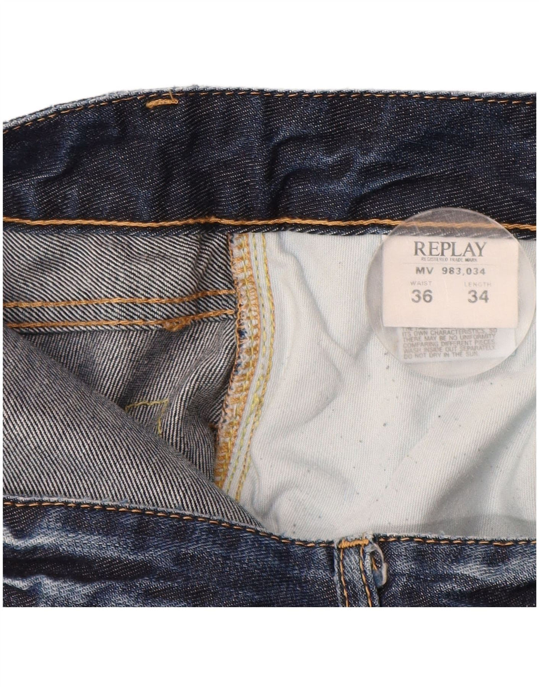 REPLAY Herren Bootcut Jeans W36 L34 Marineblau Baumwolle