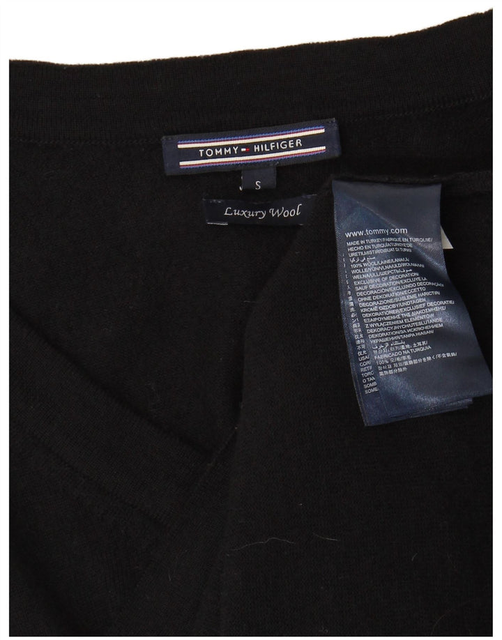 Tommy Hilfiger Damen-Pullover mit V-Ausschnitt, Gr. 10, kleine schwarze Wolle