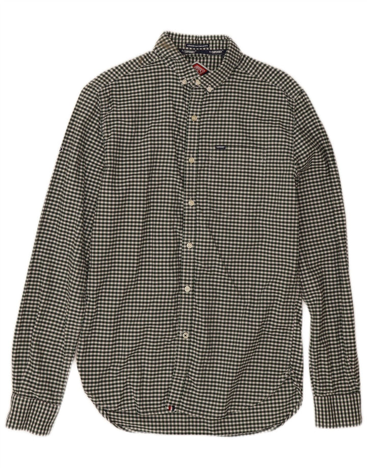 Superdry Herren-Hemd, klein, grün, Gingham-Baumwolle