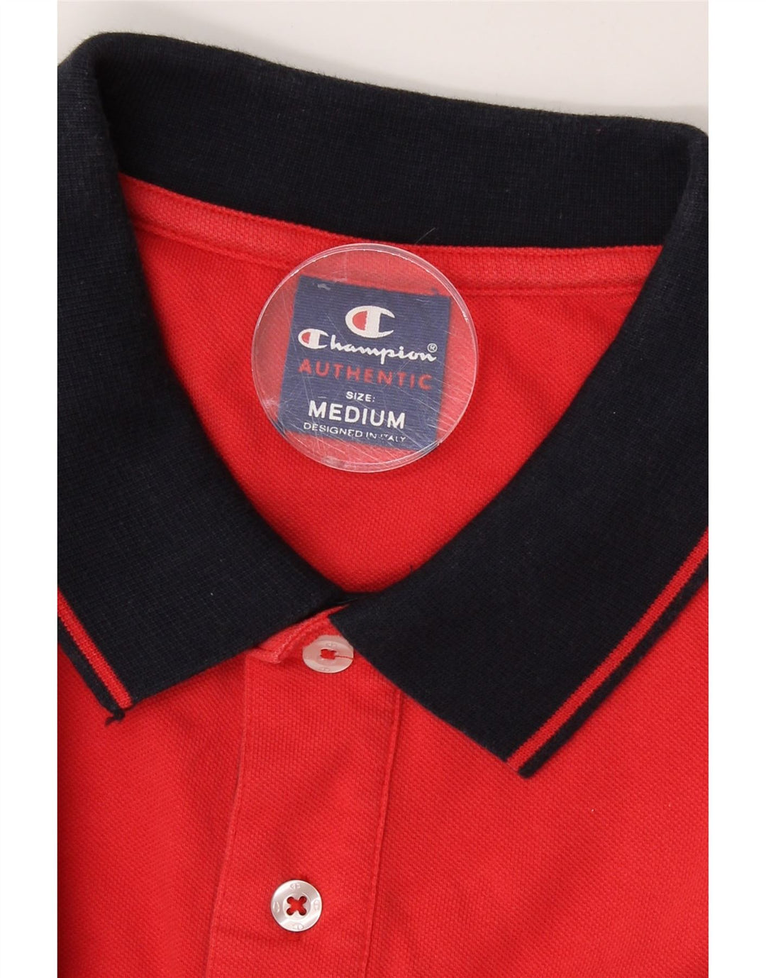 CHAMPION Mens Polo Shirt Medium Red Vintage Champion and Second-Hand Champion from Messina Hembry 