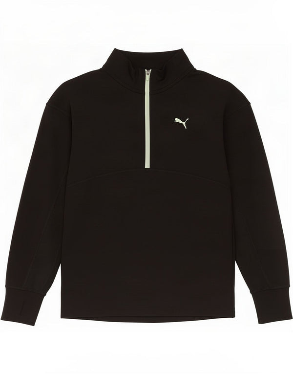 Puma Mädchen-Trainingsanzug mit Reißverschluss am Hals, 11–12 Jahre, schwarzes Polyester
