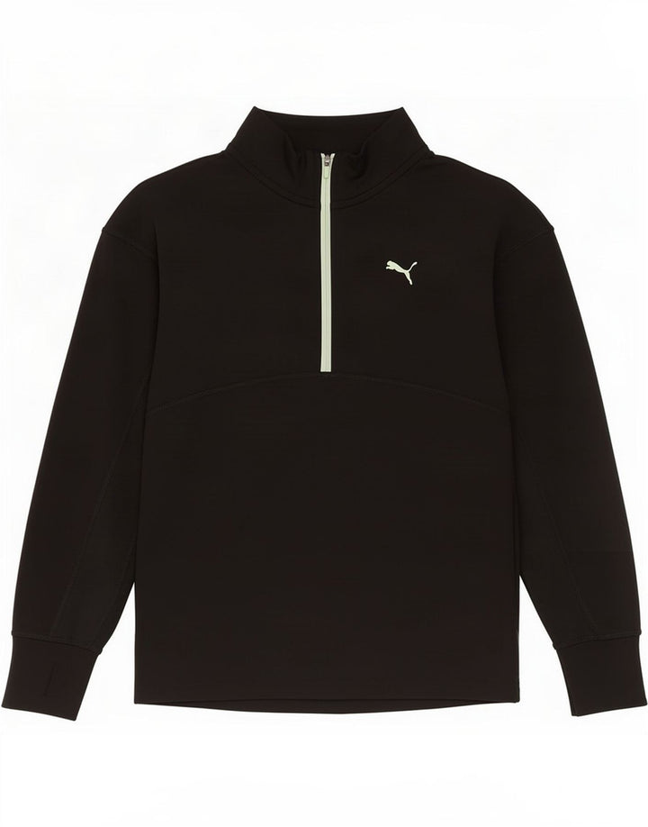 Puma Mädchen-Trainingsanzug mit Reißverschluss am Hals, 11–12 Jahre, schwarzes Polyester
