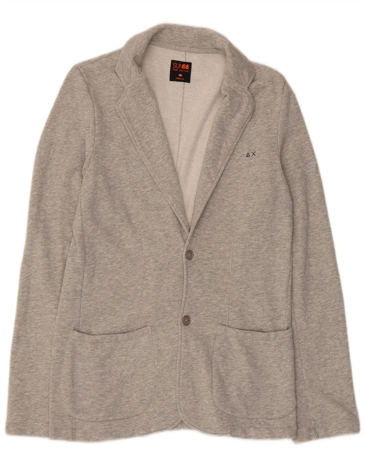 Sun68 Damen-Blazerjacke mit 2 Knöpfen, UK 14, mittelgraue Baumwolle