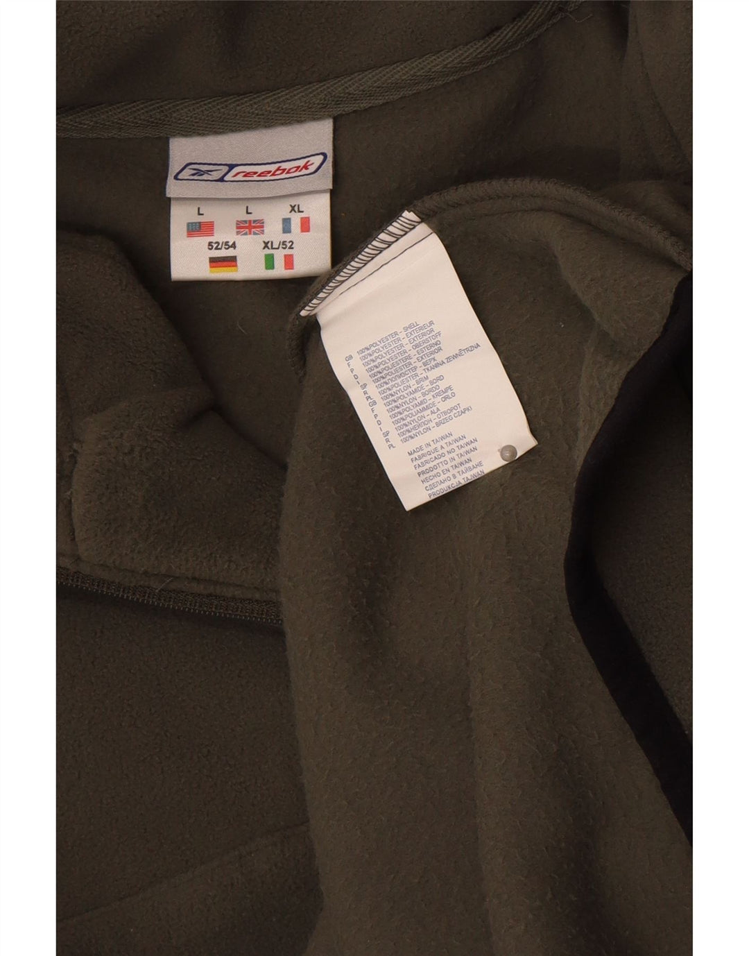 Reebok Herren-Fleecepullover mit Reißverschluss am Hals, groß, Khaki, Polyester