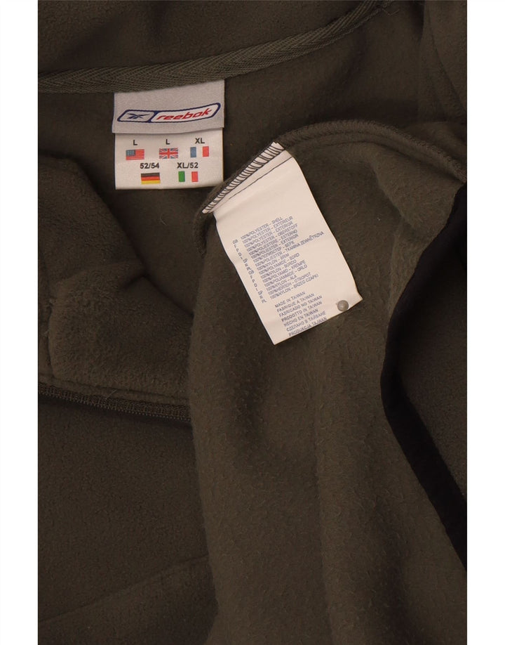 Reebok Herren-Fleecepullover mit Reißverschluss am Hals, groß, Khaki, Polyester