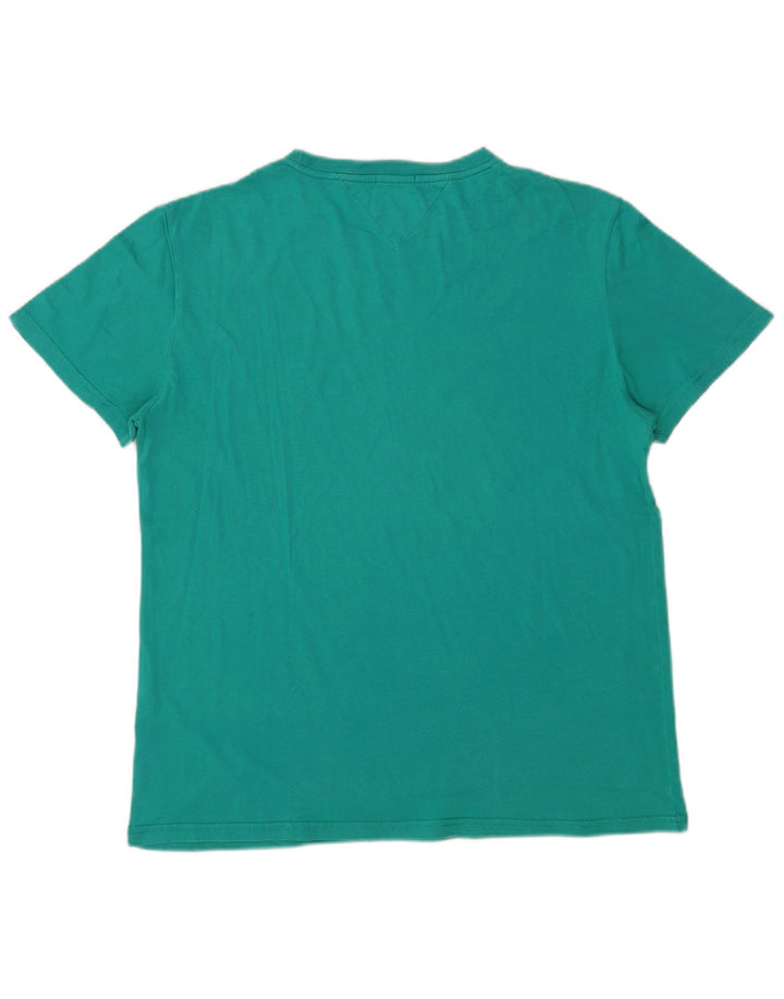 Tommy Hilfiger Herren-T-Shirt mit normaler Passform, Grafik, Größe L, Türkis