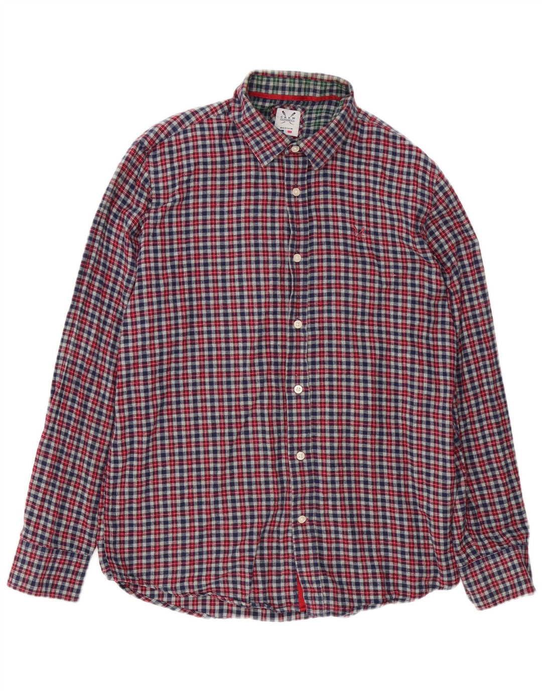 Crew Clothing Herren-Flanellhemd mit klassischer Passform, mittelgrau karierte Baumwolle