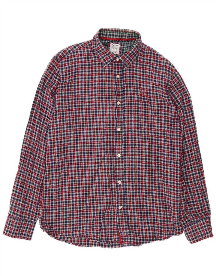 Crew Clothing Herren-Flanellhemd mit klassischer Passform, mittelgrau karierte Baumwolle