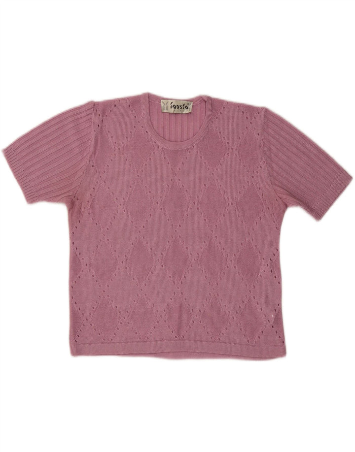 FAUSTA Damen-Pullover, kurzärmelig, Rundhalsausschnitt, Gr. 10, klein, Rosa