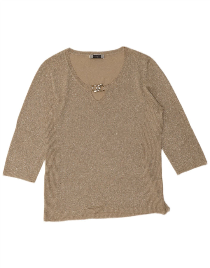 Perte by Krizia Damen Top 3/4 Ärmel UK 12 Medium Beige