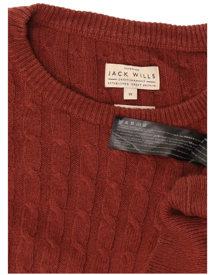 Jack Wills Herren-Pullover mit Rundhalsausschnitt aus mittelbrauner Wolle