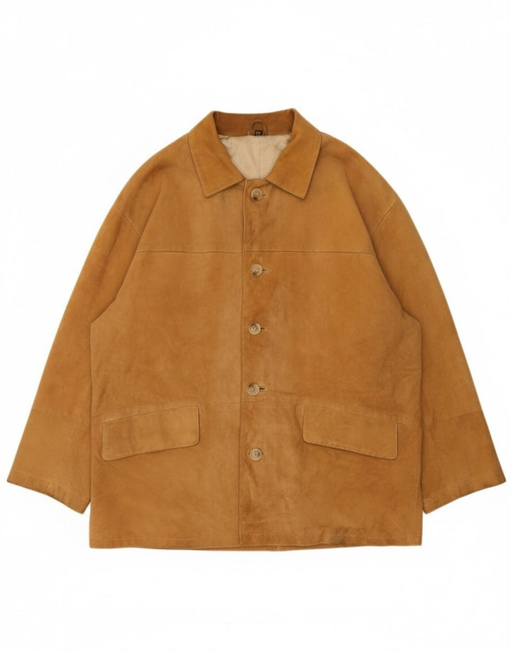 Vintage Herren Wildlederjacke EU 54 2XL Beige Leder