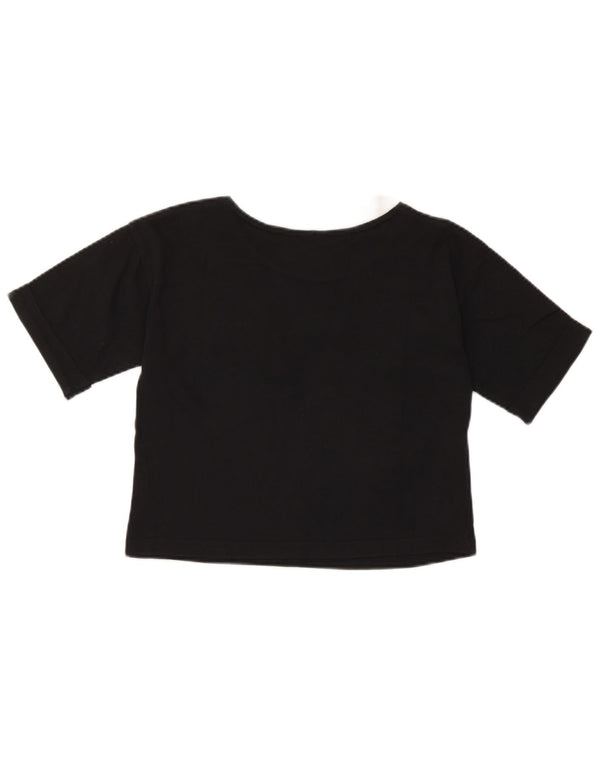 Adidas Damen Crop T-Shirt Top UK 8 Small Schwarz Colourblock