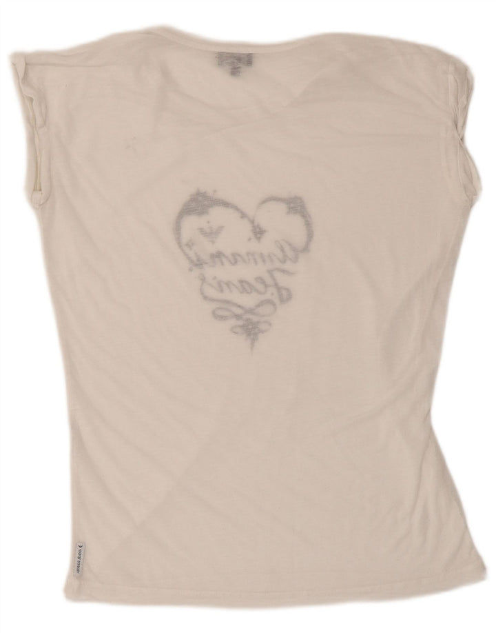 Armani Jeans Damen Grafik-T-Shirt-Oberteil EU 40 Mittelweiß