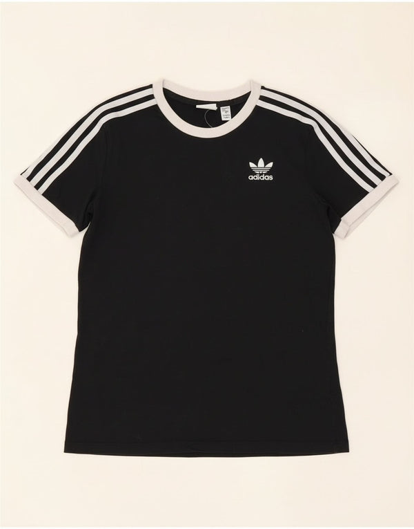 Adidas Damen T-Shirt Top UK 8 Small Schwarz Baumwolle