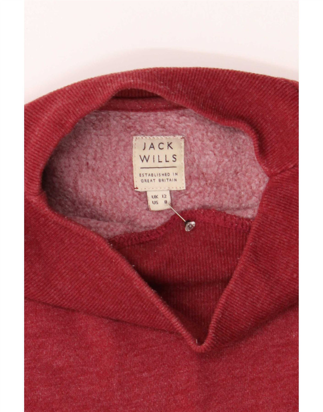 Jack Wills übergroßer Damen-Sweatshirt-Pullover, UK 12, mittelrote Baumwolle